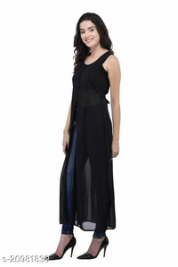 Women's black beautifull flared Georgette dress - Black, S