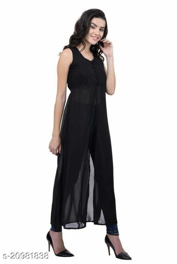 Women's black beautifull flared Georgette dress - Black, S