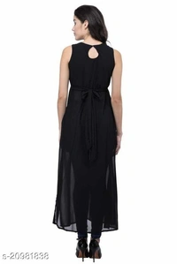 Women's black beautifull flared Georgette dress - Black, S