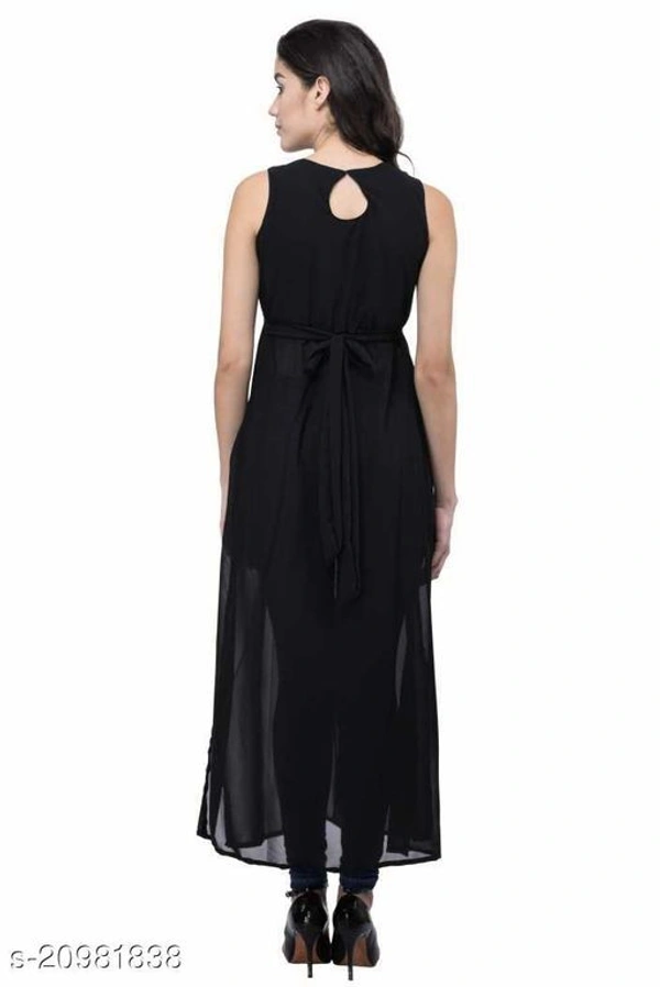 Women's black beautifull flared Georgette dress - Black, S