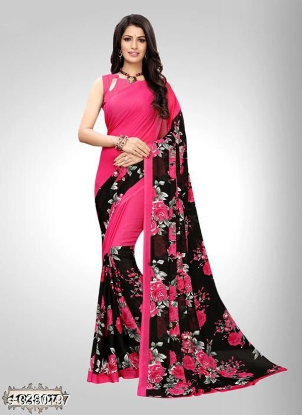 Trendy Fancy Women's Saree - Pink, Free Size