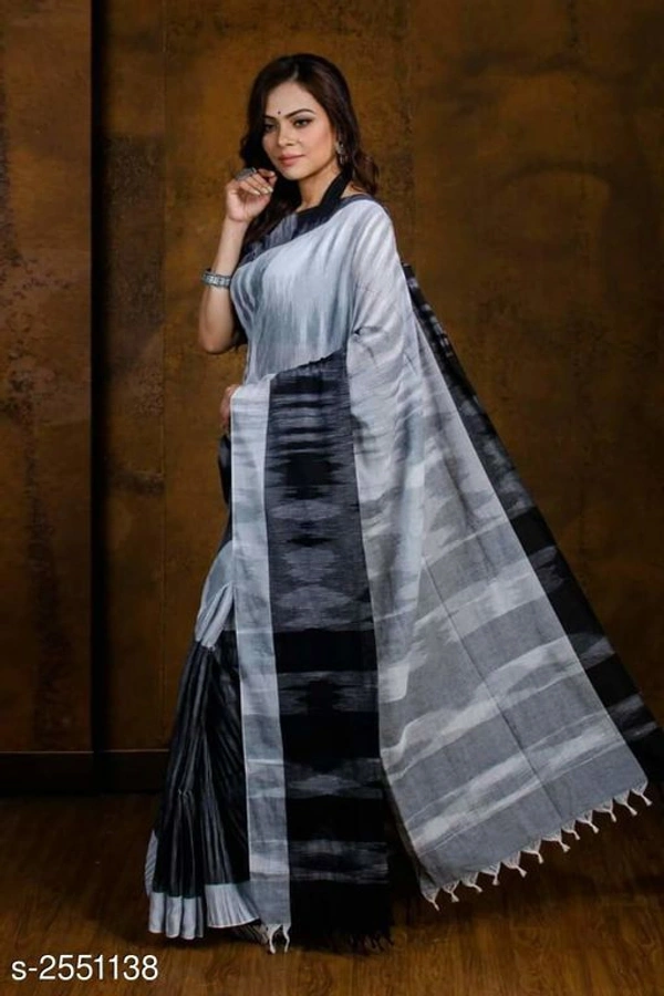 Alluring Khadi Cotton Saree - Grey, Free Size