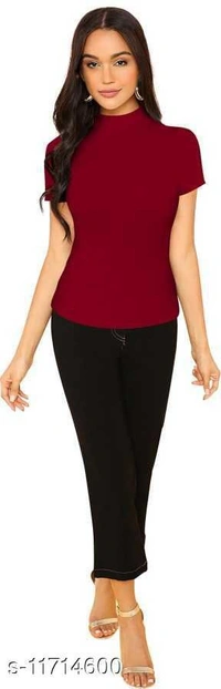 Women's Cotton High Neck Top - S