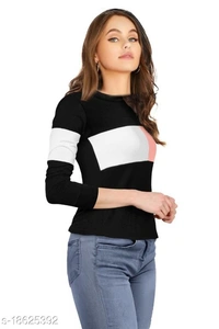 Full Sleeves ColorBlock Peach Crop Top (20"Inches) - XL