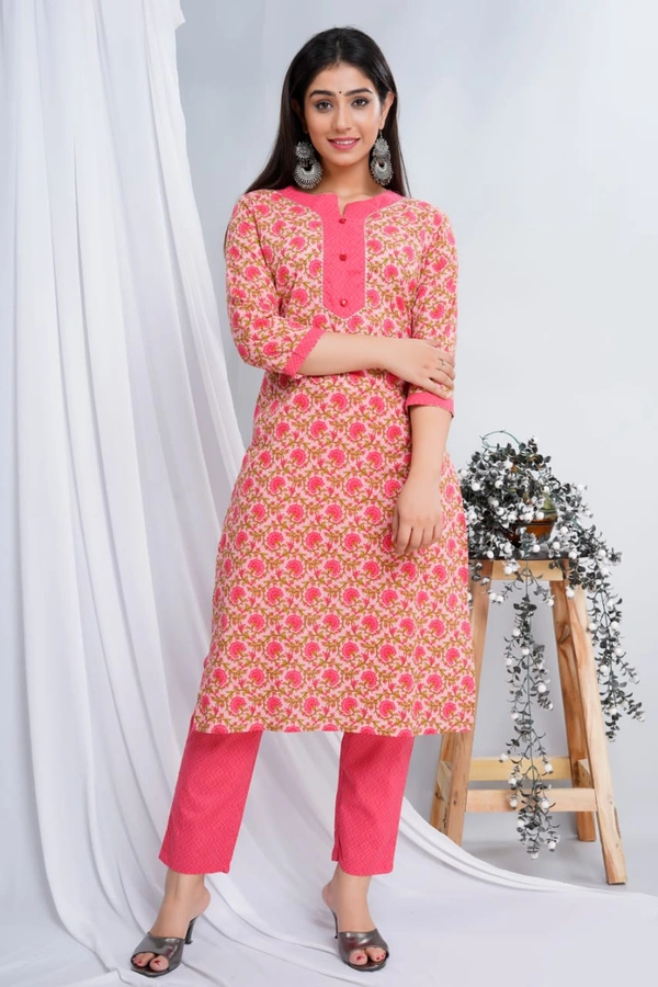 Exclusive Mirror Work Cotton Kurti & Pant - Blue, XL