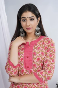 Exclusive Mirror Work Cotton Kurti & Pant - Blue, XL