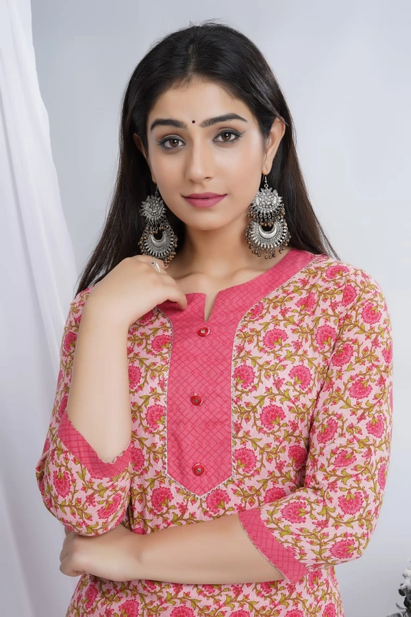 Exclusive Mirror Work Cotton Kurti & Pant - Blue, XL