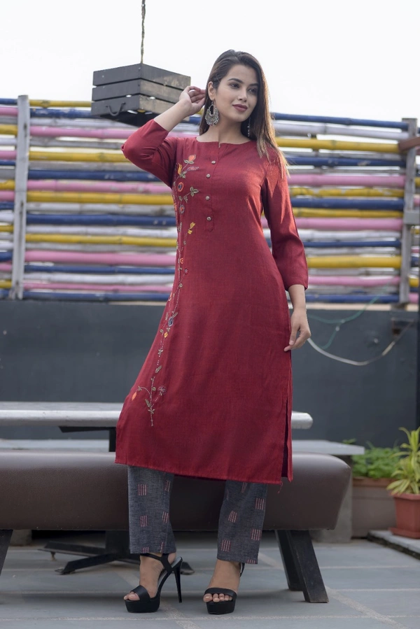 Fabulous Embroidery Rayon Kurti - XL
