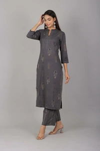 Embroidery work Cotton Kurti & Palazzo set - XXL, Black