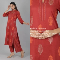 Embroidery work Cotton Kurti & Palazzo set - XXL, Black