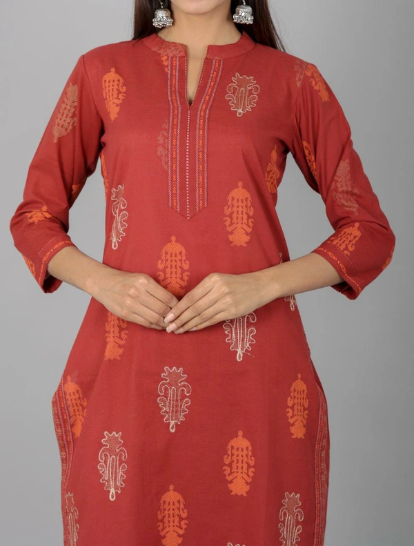 Embroidery work Cotton Kurti & Palazzo set - XXL, Black