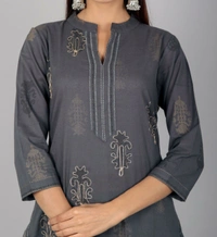 Embroidery work Cotton Kurti & Palazzo set - XXXL, Red