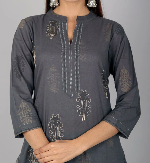 Embroidery work Cotton Kurti & Palazzo set - XXXL, Red
