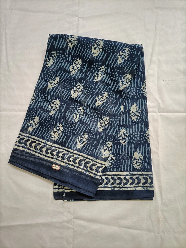 Kora Cotton Saree - Blue, 6 yards