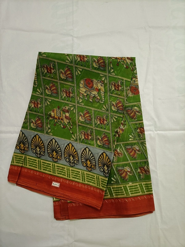 Kora Cotton Saree - Green, 6 yards