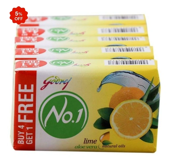 Godrej No.1 Lime & Aloe Vera Soap 100 g (Buy 4 Get 1 Free)