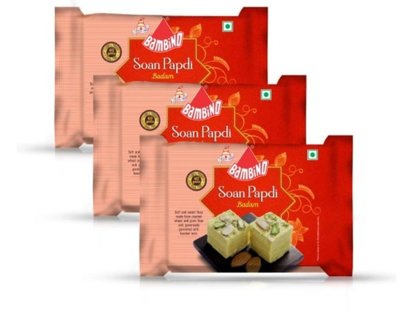 Bambino Soan Papdi Badam Flavour 200g (Pack of 3)