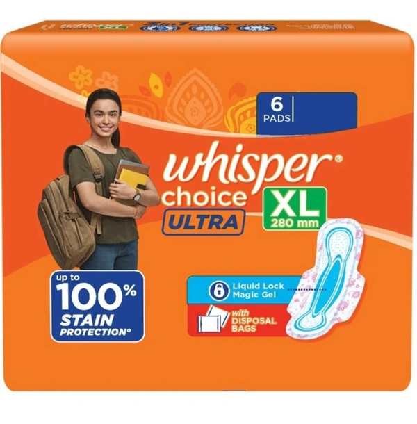 Whisper Choice Ultra XL Wings Sanitary Pad (Packof 6)