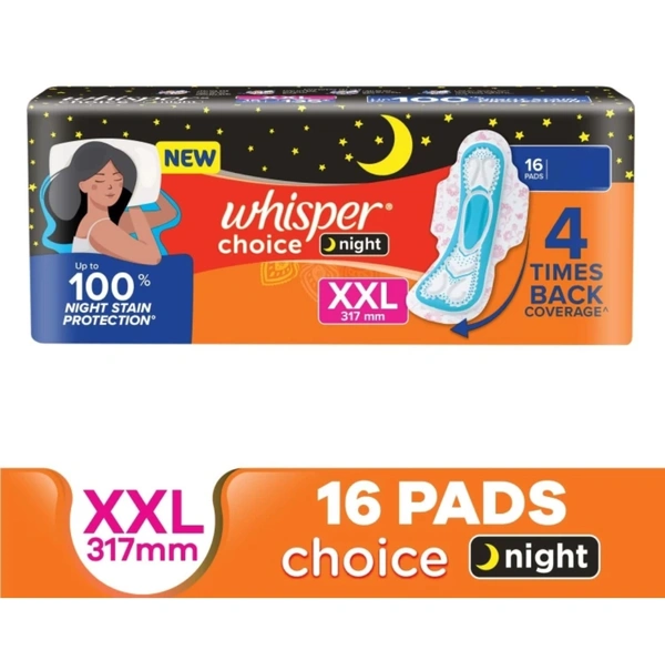 Whisper Choice Nights XXL For Women Sanitary Pad(Pack of 16)