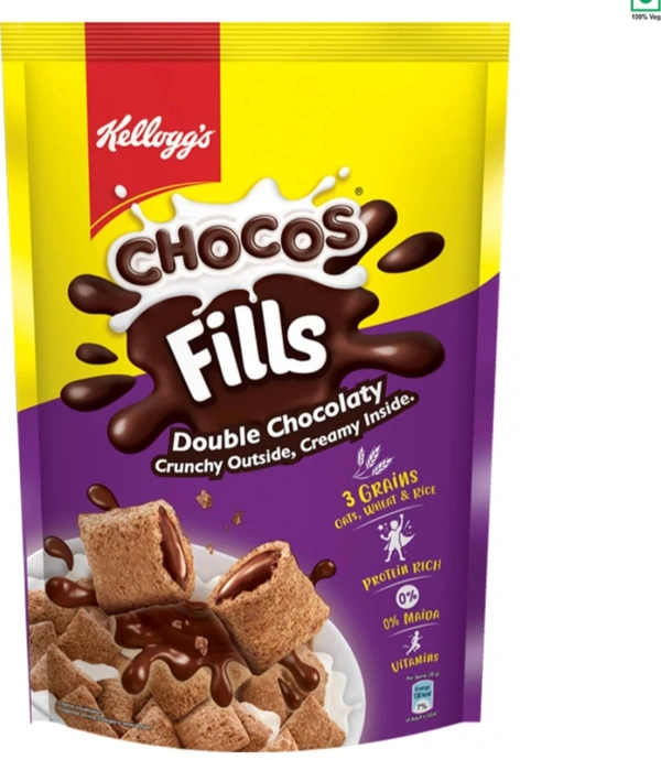 Kellogg's Chocos Fills Double Chocolaty, 0% Maida, Oats, Wheat & Rice, Multigrain Snack