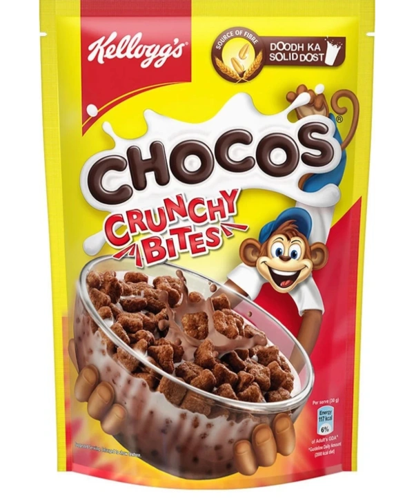 Kellogg's Chocos Crunchy Bites, Source of Calcium & Fibre, Breakfast Cereal for Kids