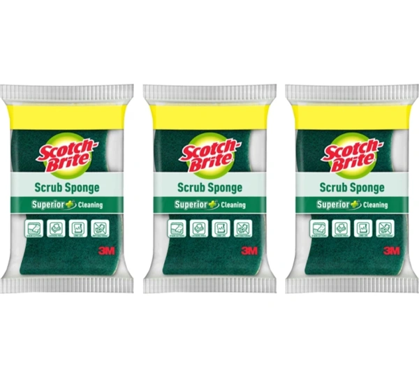 Scotch-Brite Scrub Sponge 6*9.5 cm Scrub Pad (Regular, Pack of 3)