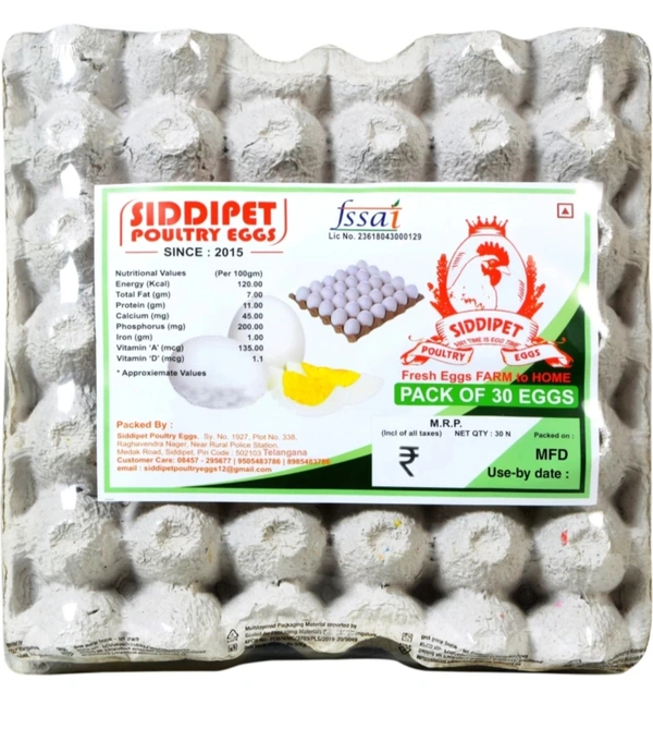 Siddipet Hen White Eggs (30 Units)