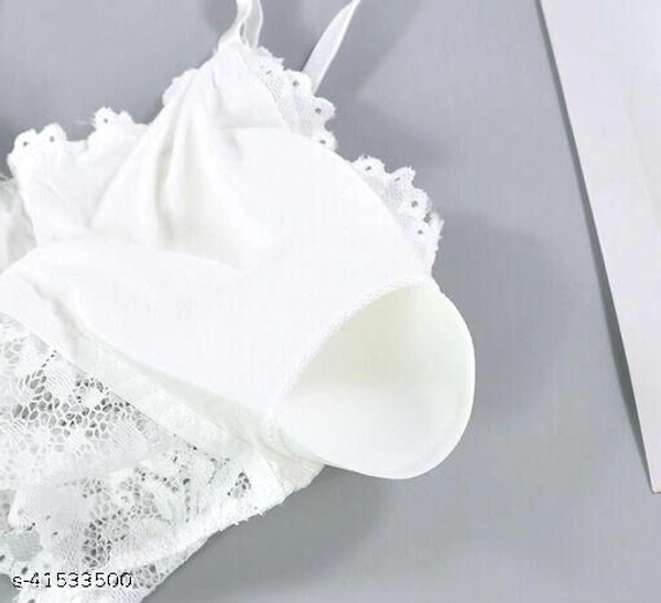 Floral Lace Bralette - Net, Free Size (Underbust Size: 28 in, Overbust Size: 32 in) 
