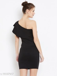 Off-Shoulder Ruffle Dress - Viscose, L (Bust Size: 38 in, Length Size: 34 in) 