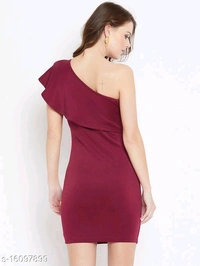 Off-Shoulder Ruffle Dress - Viscose, L (Bust Size: 38 in, Length Size: 34 in) 