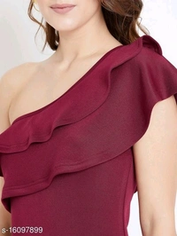 Off-Shoulder Ruffle Dress - Viscose, XL (Bust Size: 40 in, Length Size: 34 in) 