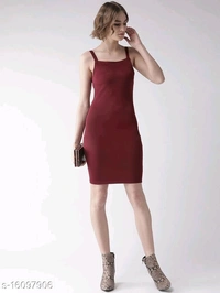 Cami Neck Bodycon Dress - Viscose, S (Bust Size: 34 in, Length Size: 34 in) 
