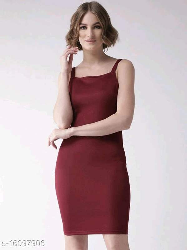 Cami Neck Bodycon Dress - Viscose, L (Bust Size: 38 in, Length Size: 34 in) 