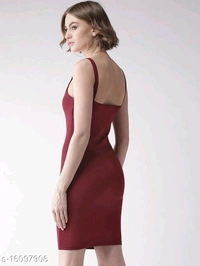 Cami Neck Bodycon Dress - Viscose, L (Bust Size: 38 in, Length Size: 34 in) 