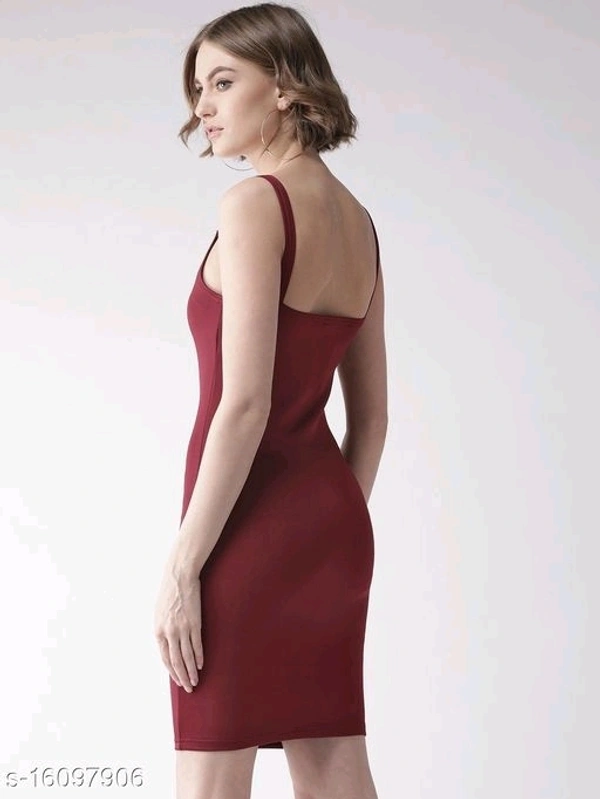 Cami Neck Bodycon Dress - Viscose, XL (Bust Size: 40 in, Length Size: 34 in) 