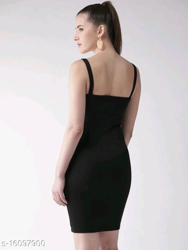 Cami Neck Bodycon Dress - Viscose, S (Bust Size: 34 in, Length Size: 34 in) 