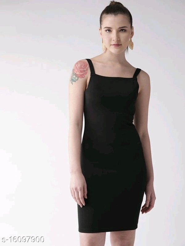 Cami Neck Bodycon Dress - Viscose, XL (Bust Size: 40 in, Length Size: 34 in) 