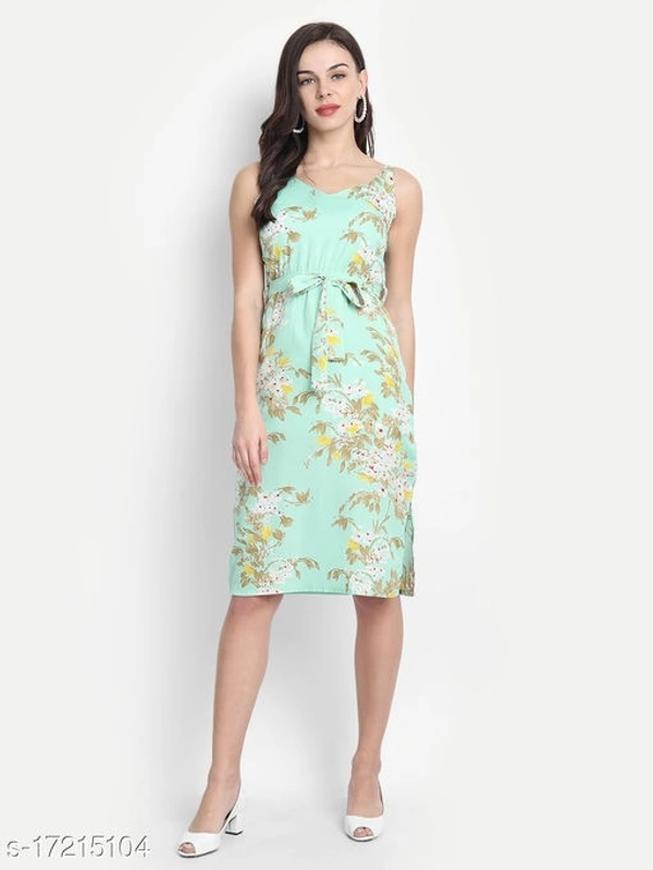 Floral Print Dress - crepe, XS (Bust Size: 34 in, Length Size: 44 in) 