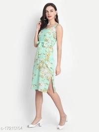 Floral Print Dress - crepe, XS (Bust Size: 34 in, Length Size: 44 in) 