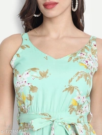 Floral Print Dress - crepe, L (Bust Size: 40 in, Length Size: 44 in) 