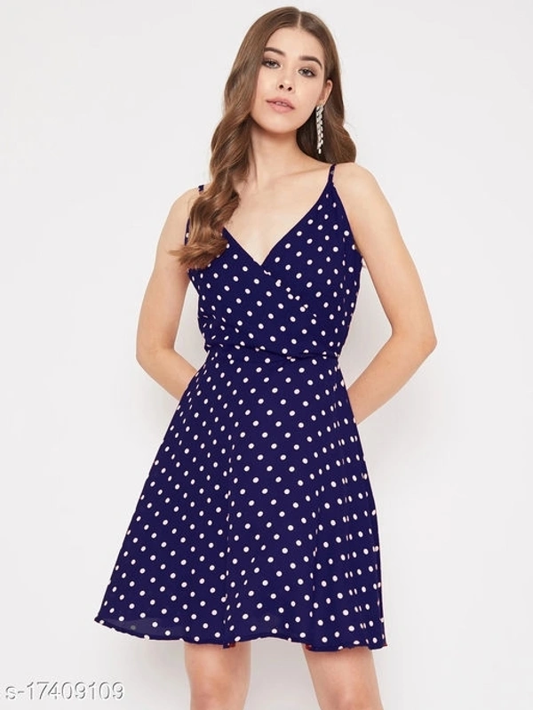 Polka-Dot Fit & Flare Dress - poly crepe, S