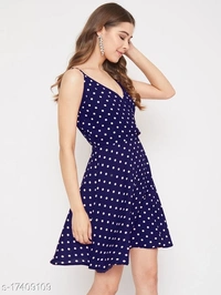 Polka-Dot Fit & Flare Dress - poly crepe, M