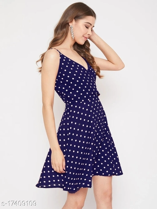 Polka-Dot Fit & Flare Dress - poly crepe, M