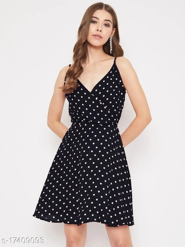 Polka-Dot Fit & Flare Dress - poly crepe, M