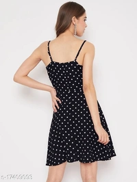Polka-Dot Fit & Flare Dress - poly crepe, M