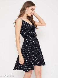 Polka-Dot Fit & Flare Dress - poly crepe, M