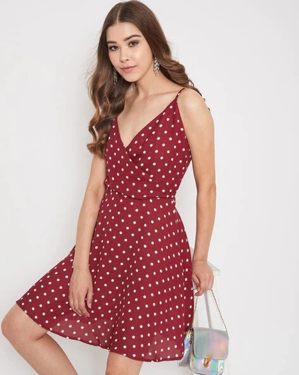 Polka-Dot Fit & Flare Dress - poly crepe, M