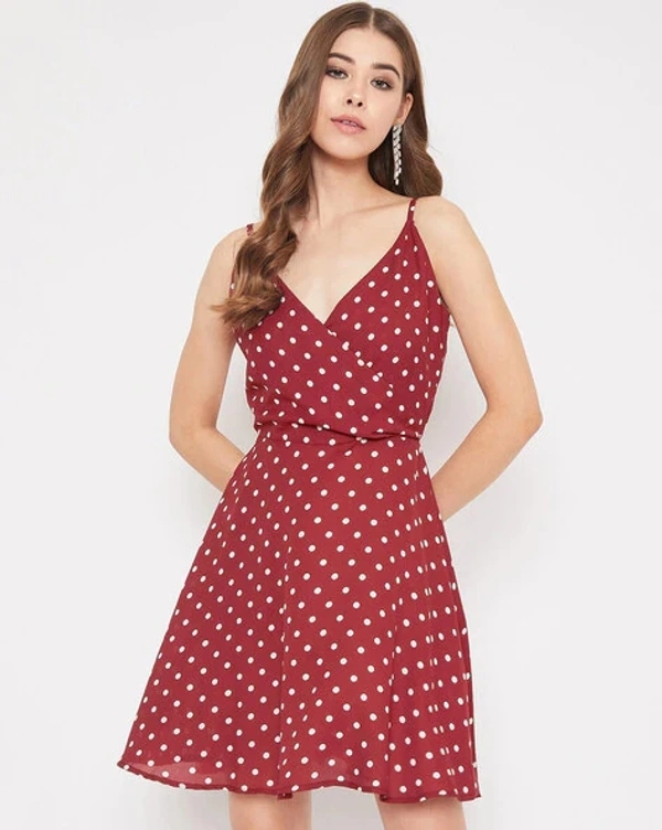 Polka-Dot Fit & Flare Dress - poly crepe, S