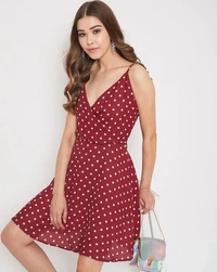 Polka-Dot Fit & Flare Dress - poly crepe, L