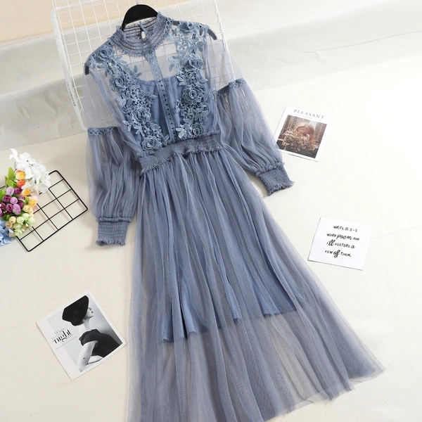 Designer net dress - net, M (Bust Size: 36 in, Length Size: 49 in) 